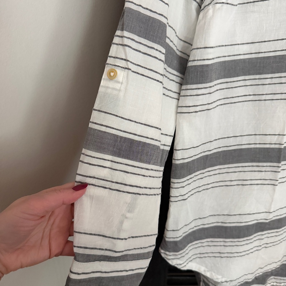 Matilda Jane x Joanna Gaines Striped Cotton Button Down Shirt Women Size L - Picture 8 of 10